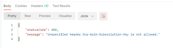 Resulting Status Code 400 -  Unspecified header